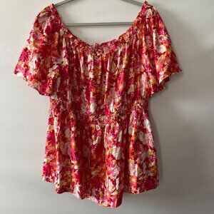 NWT Bebonnie Womens Multicolor Floral Off The Shoulder Blouse Top Size 2XL